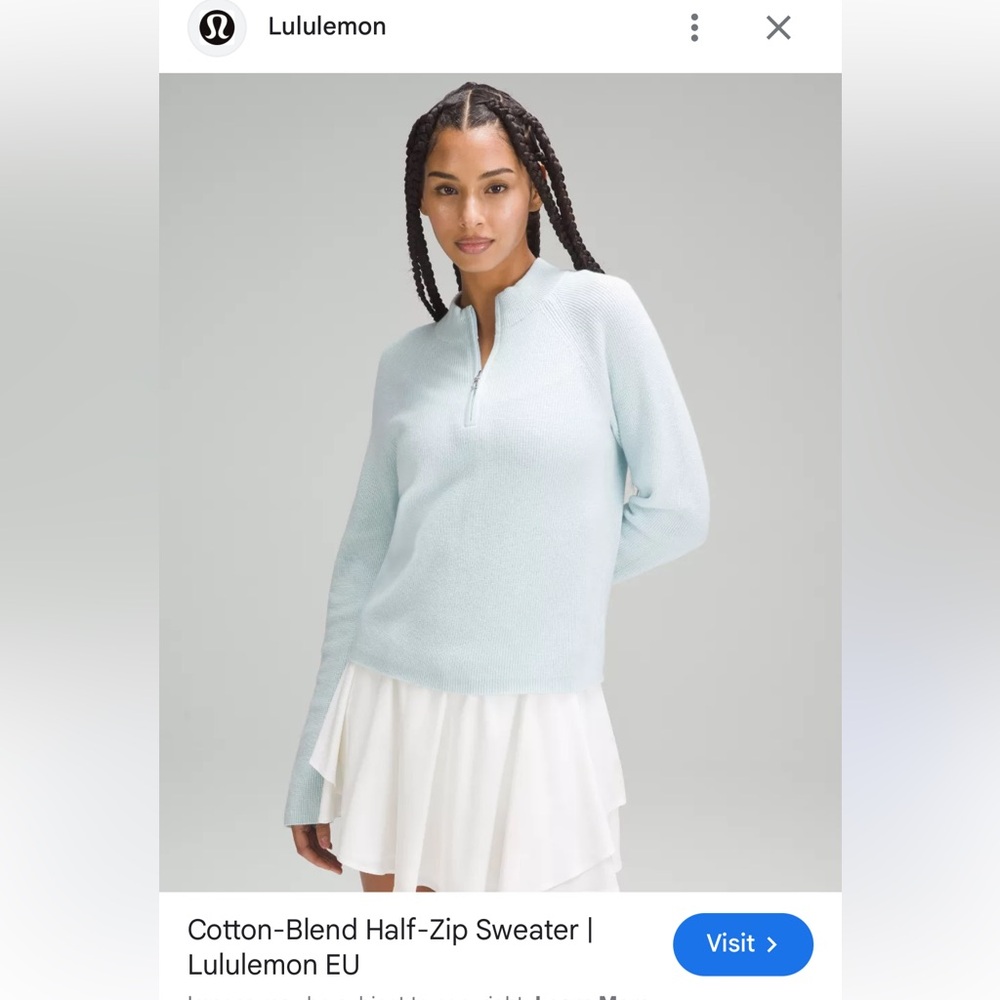 Lululemon Light Blue Half-Zip Sweater